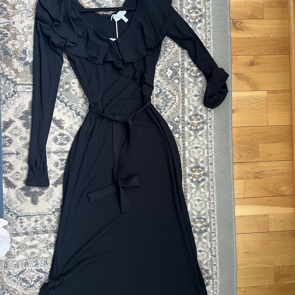 & Other Stories Black Ruffled Wrap Dress